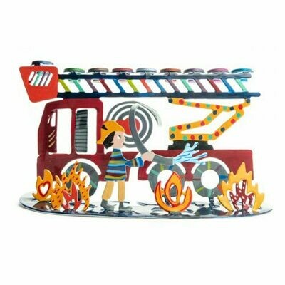 Emanuel Laser-Cut Menorah - Fire Truck