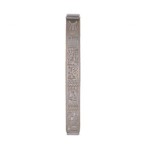 Emanuel Dye-Cut Metal Jerusalem Mezuzah