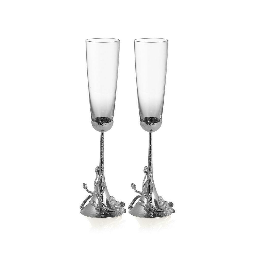 Aram White Orchid Champagne Toasting Flutes