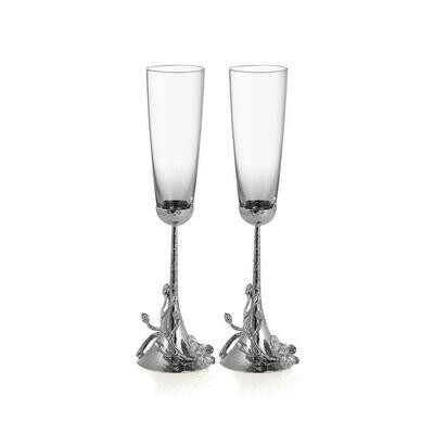 Aram White Orchid Champagne Toasting Flutes