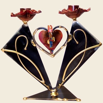 Rosenthal Heart Candlesticks with Shards Tube
