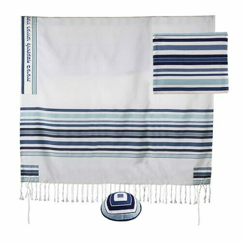 Emanuel Woven Stripes Tallit Set - Jerusalem Atara