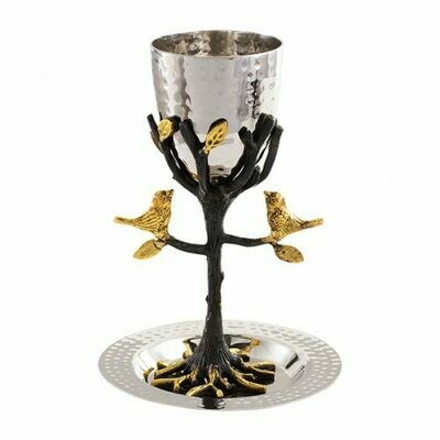 Emanuel Handmade Brass Kiddush Cup - Tree of Life