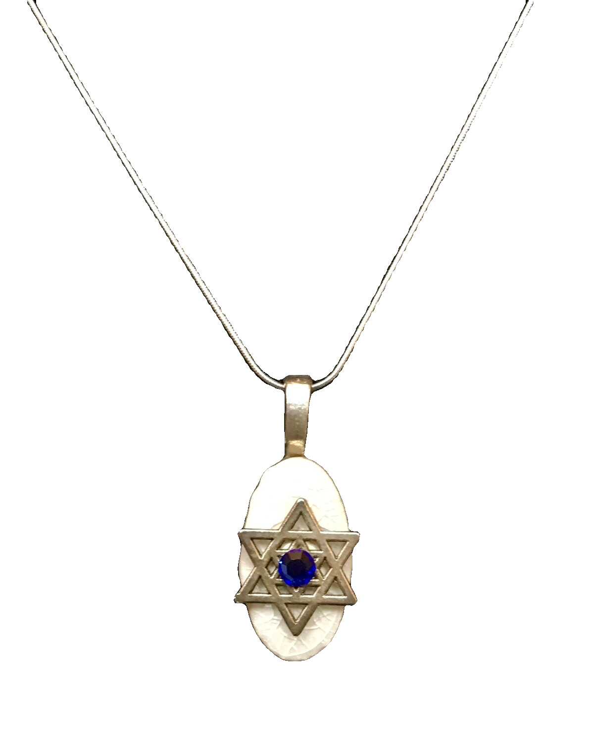 Art Glass Necklace: Star of David Oval