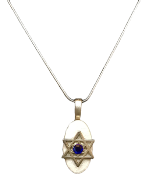 Art Glass Necklace: Star of David Oval