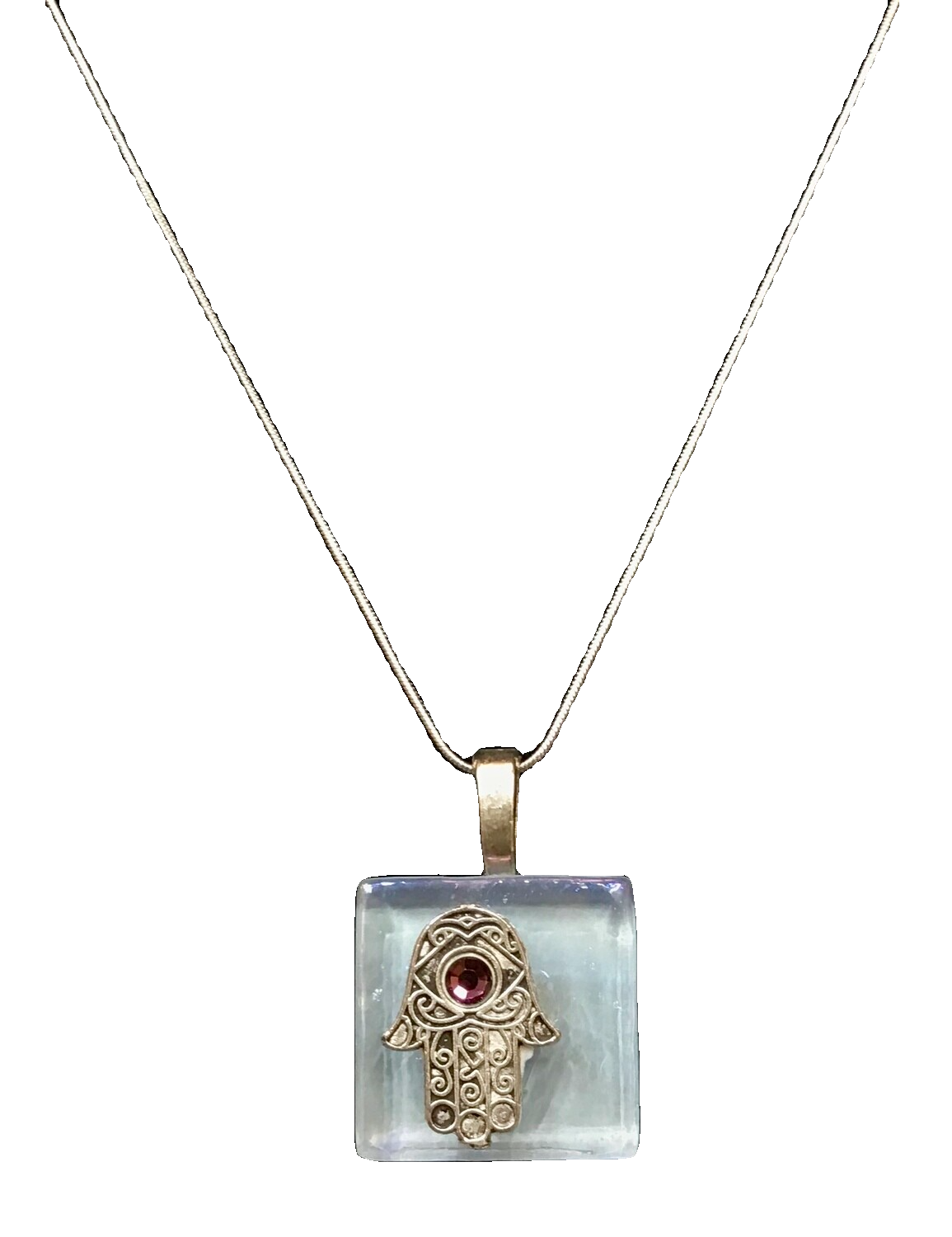 Art Glass Necklace: Hamsah Iridescent