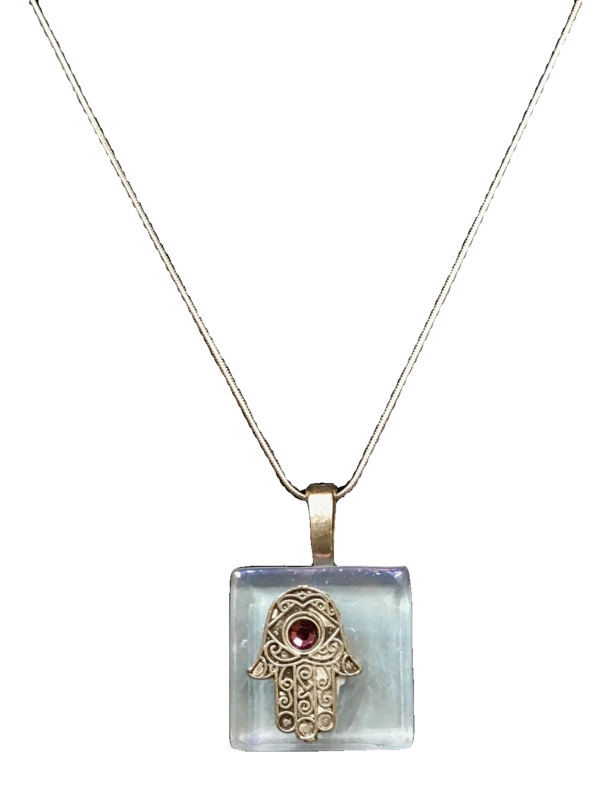 Art Glass Necklace: Hamsah Iridescent