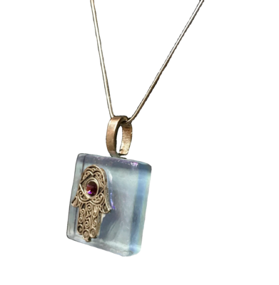 Art Glass Necklace: Hamsah Iridescent
