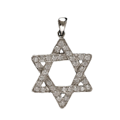 Stl/Slv Star of David &quot;Zirconia Diamond&quot; Necklace
