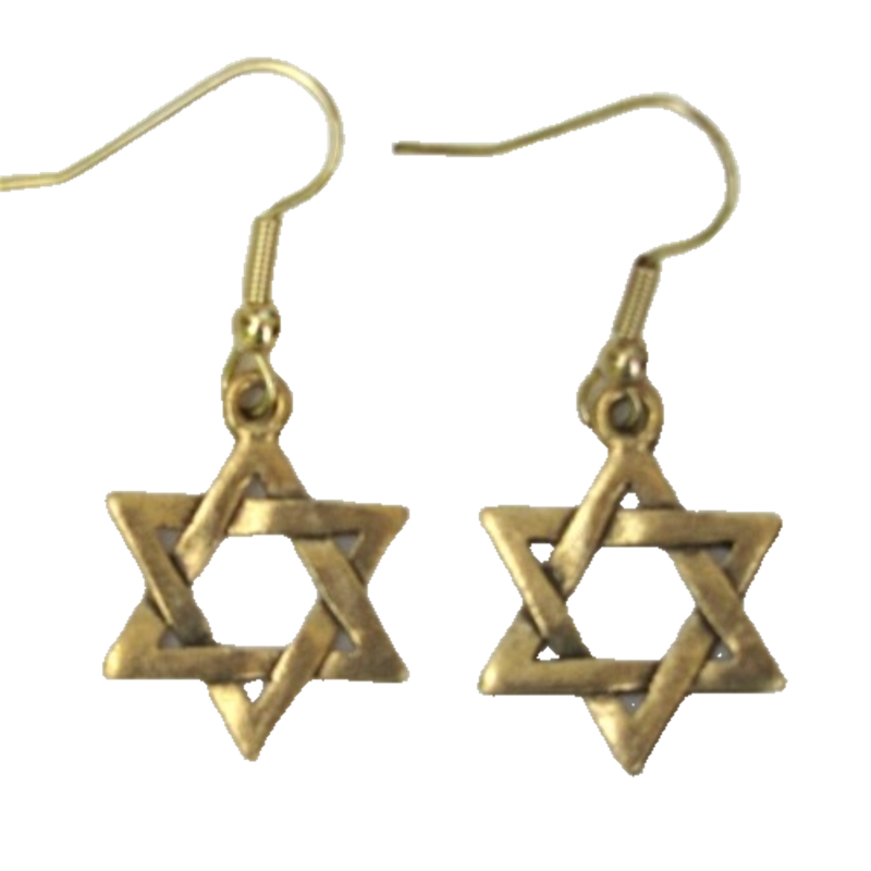 Gold Tone Star of David Earrings - Open &amp; Woven