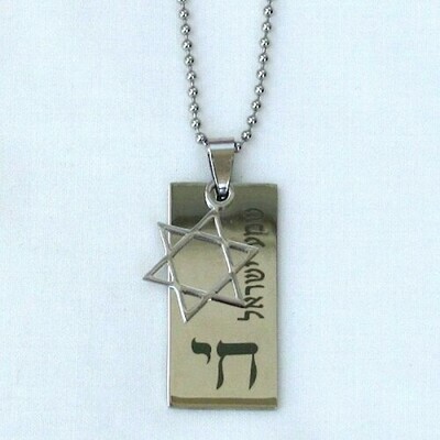 Star/Chai Dog Tag Necklace StStl