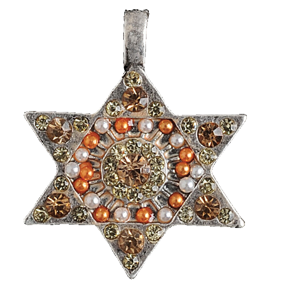 Star of David with Gold Crystals Necklace