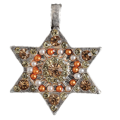 Star of David with Gold Crystals Necklace