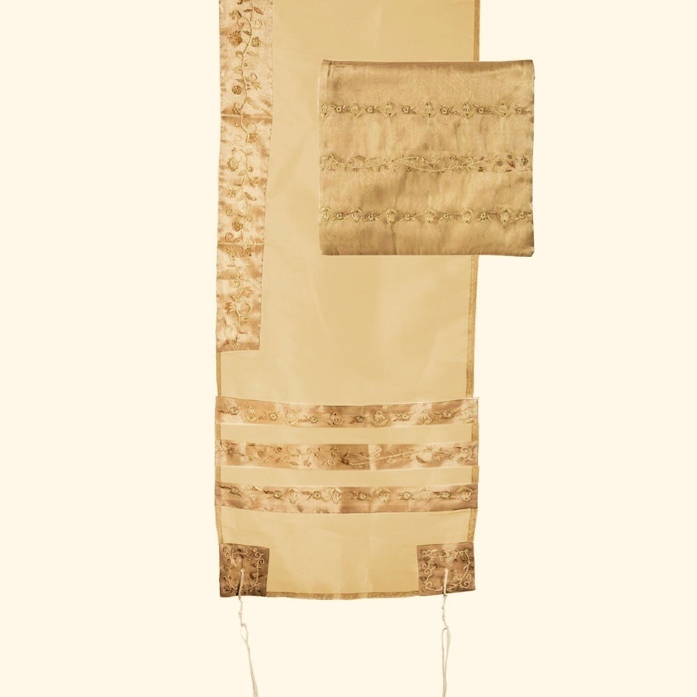 Emanuel Organza Floral Tallit Set - Gold Emanuel Organza Floral Tallit Set - Gold