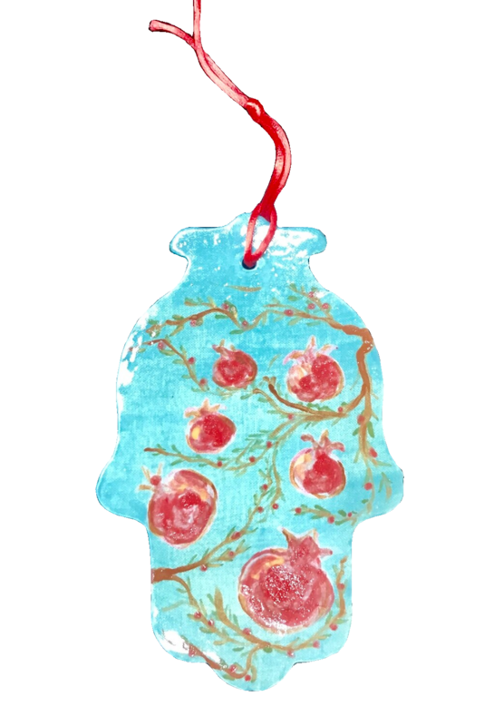 Aliza Orent Hamsah w/ Pomegranate - Lg Aqua