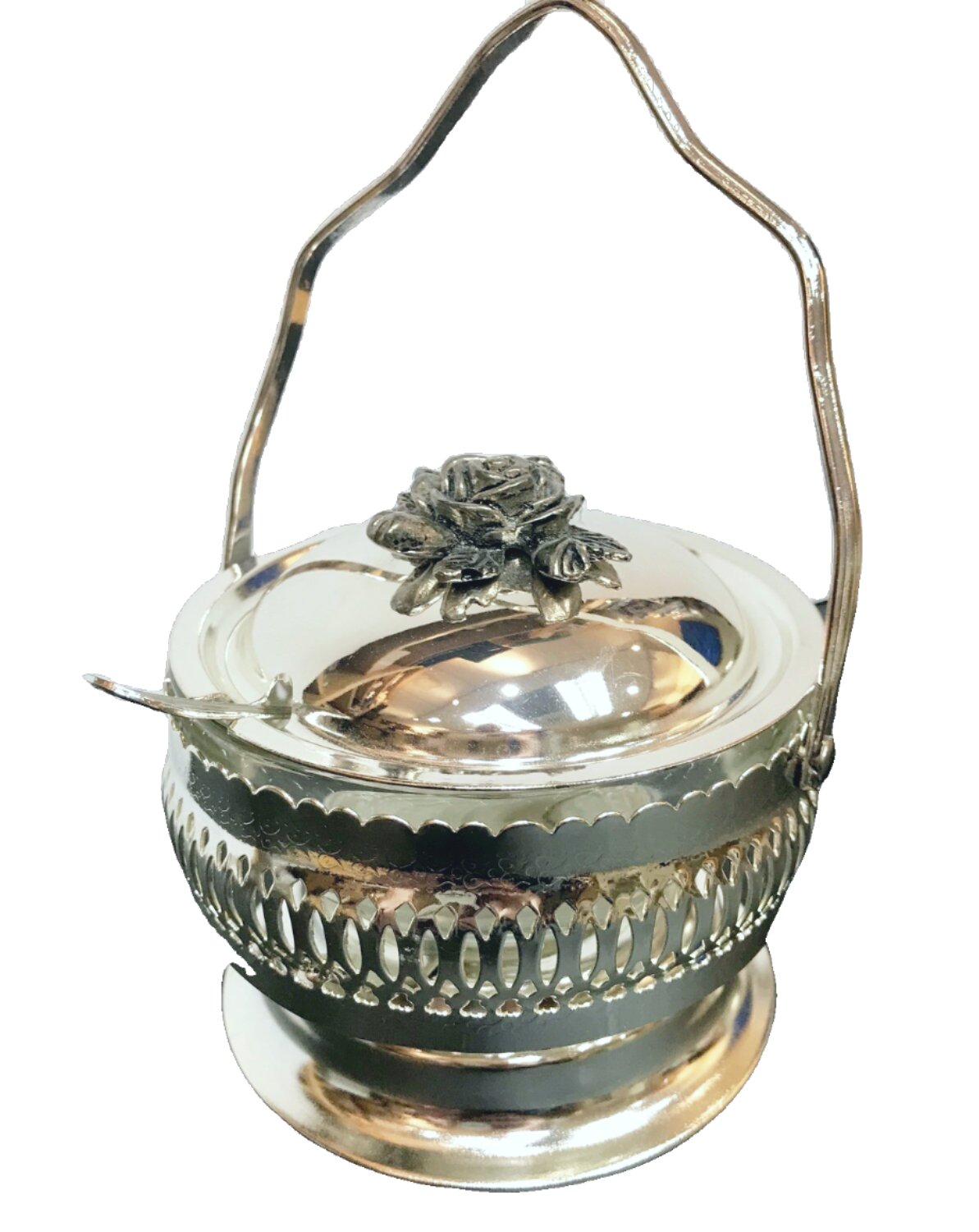 SALE Silver Plated Honey Dish - Carry Handle