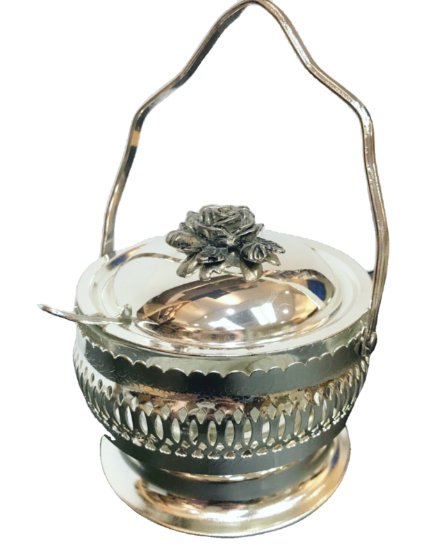 SALE Silver Plated Honey Dish - Carry Handle