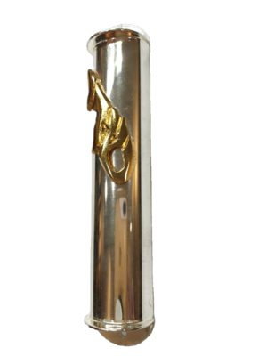 Vintage LIDAR Silver Plated Mezuzah - 24k Gold Plated &quot;Shadai&quot;