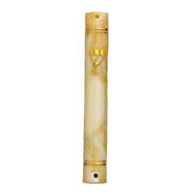 Marbelized Creme Plastic Mezuzah