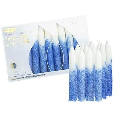 Shabbat Candles, PREM - Wh/Blue Splatter