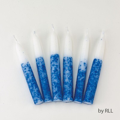 Shabbat Candles, PREM - Wh/Blue Splatter