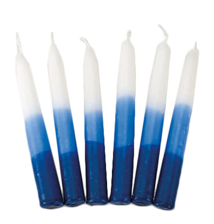 Shabbat Candles, PREM - Wh/Bl Tricolor
