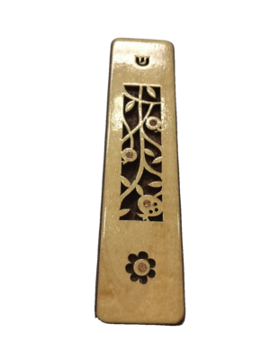 Laser Etched Wood Mezuzah - Pomegranate (7 Species)