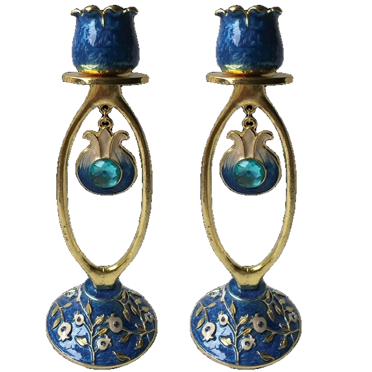 Bl Jeweled Hanging Pom Candleholder