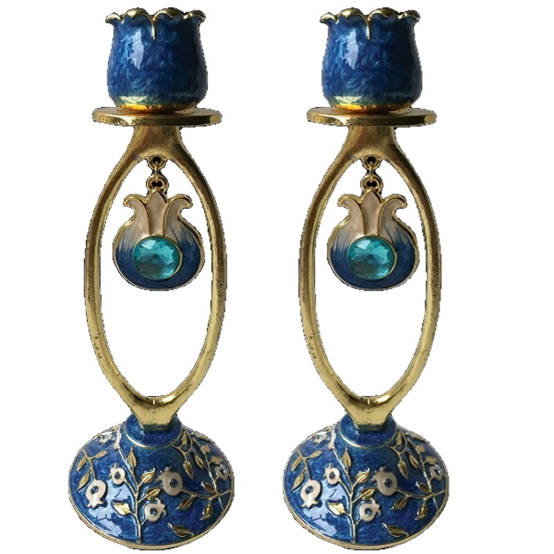 Bl Jeweled Hanging Pom Candleholder