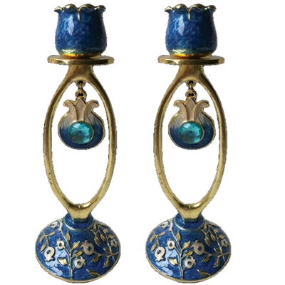 Bl Jeweled Hanging Pom Candleholder
