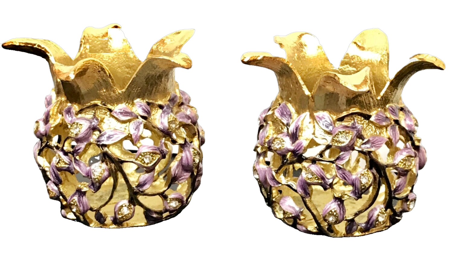 Purple/Gold Pom Tea Light Candleholders