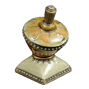 Enameled Pewter Dreidel with Stand - Ivory