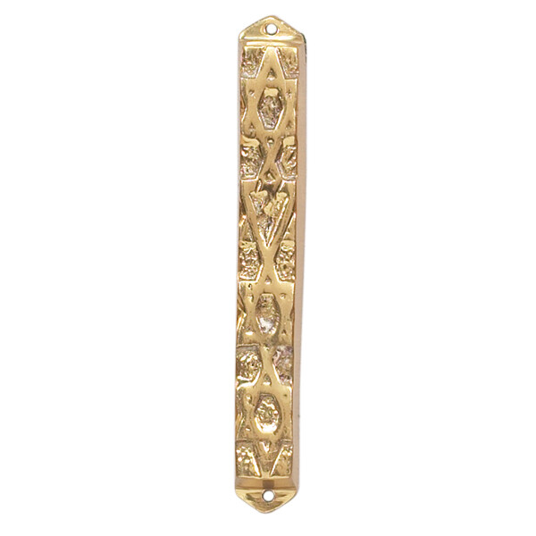 Brass Mezuzah with Stars of David