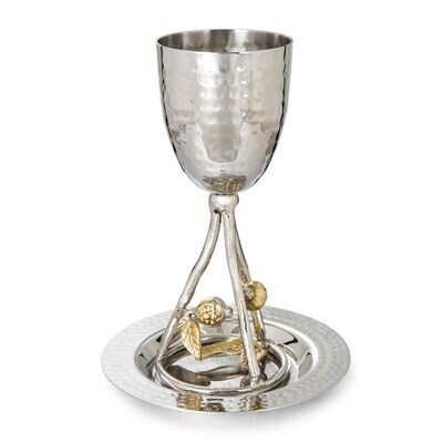 Emanuel Vine Kiddush Cup and Saucer