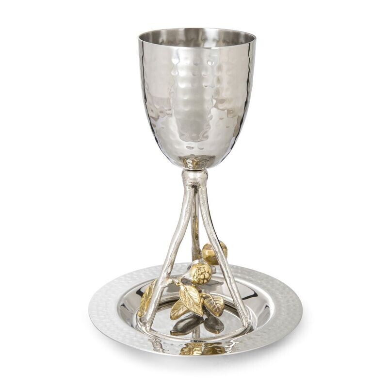 Emanuel Vine Kiddush Cup and Saucer