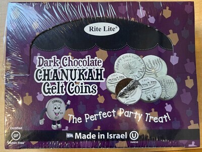 Hanukkah Silver gelt Dark Chocolate Coins BOX