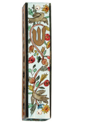 Emanuel Wood Mezuzah - Small Birds