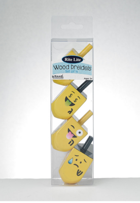 4 Painted Wood Dreidels with Emojis