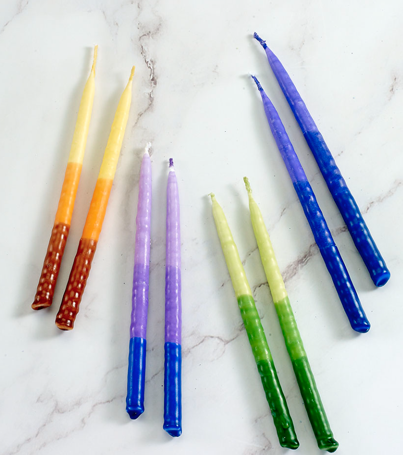 Premium Chanukah Candles - Multi Tri-color