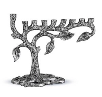 Tree of Life Menorah - Antique Silver