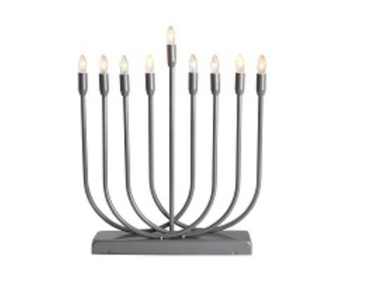 Modern LED Electric Menorah - Pewter