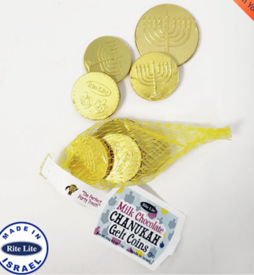 Hanukkah Gold Gelt Milk Chocolate Coins BAG