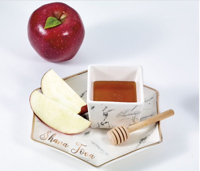 Hexagon Porcelain Apple &amp; Honey Dish Set -3 pc set