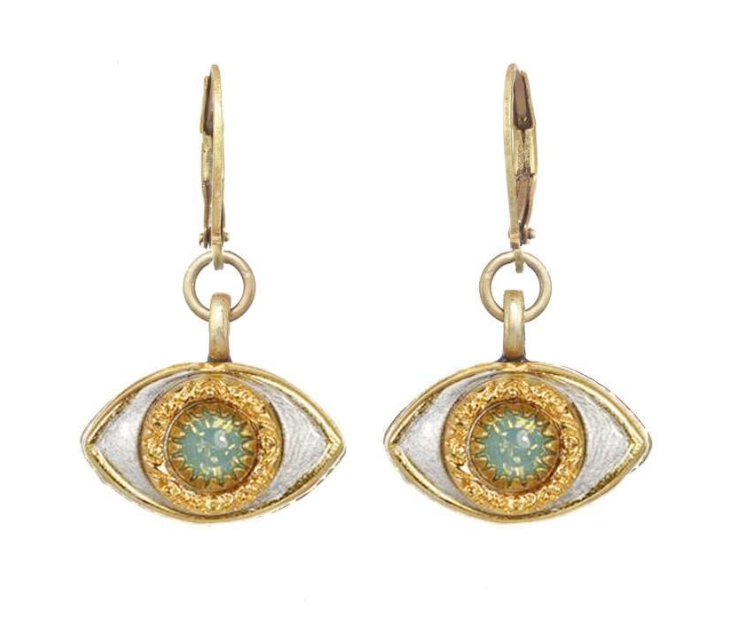 Michal Golan Evil Eye 2 - Teal &amp; Gold Earrings
