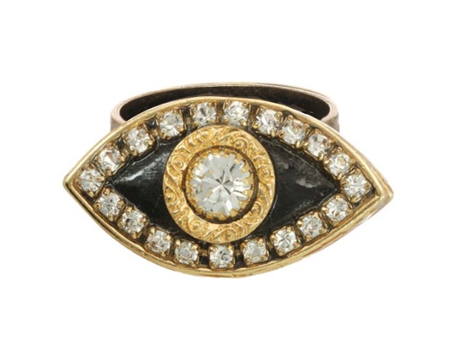 Michal Golan Evil Eye - Black &amp; Gold Ring