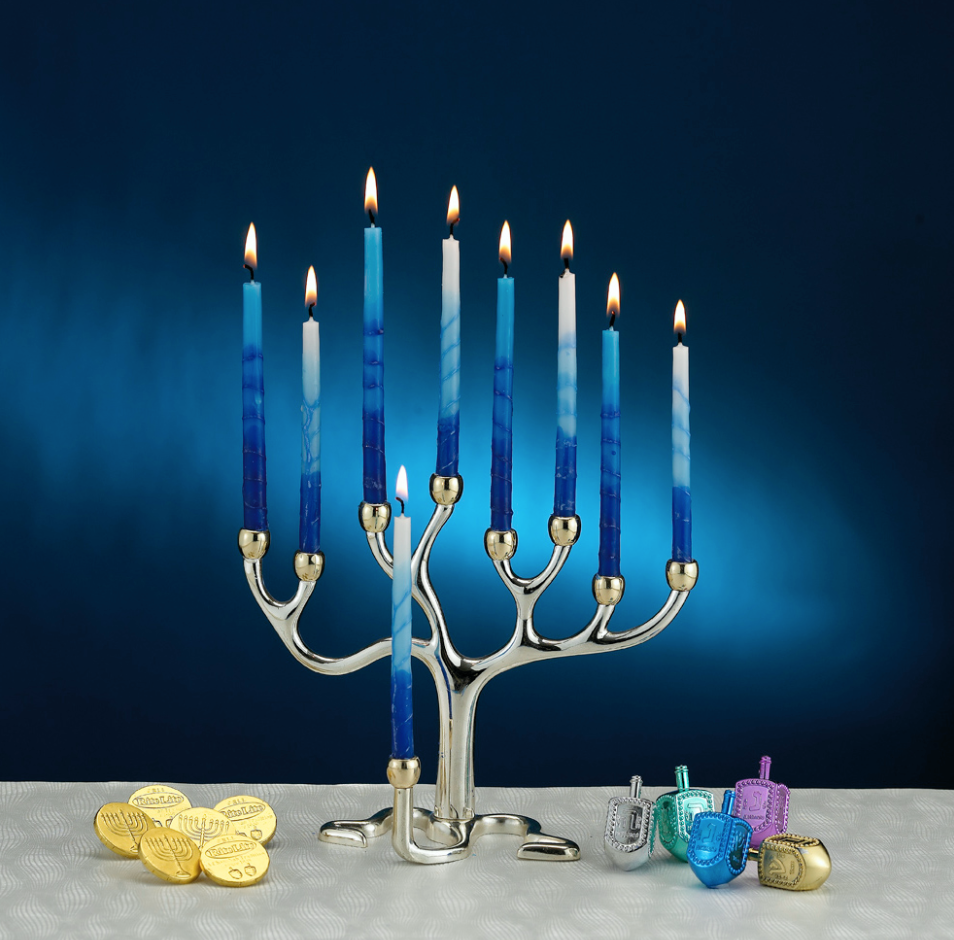 Premium Chanukah Candles - Blended Bl/Wh
