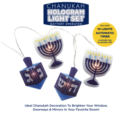 Chanukah Hologram Light Set (Battery operated)