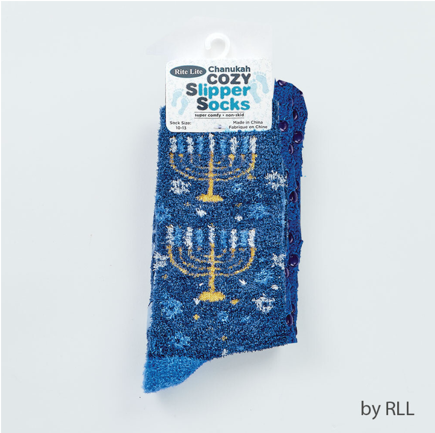 Chanukah Cozy Slipper Socks - Menorah