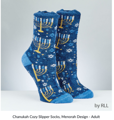Chanukah Cozy Slipper Socks - Menorah