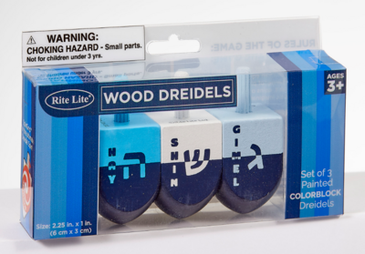 Colorblock Wood Dreidels (3 pcs) - Shade of Blue